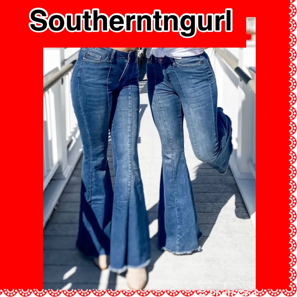 NWT JUDY BLUE High Rise Super Flare non Distressed Medium Wash Jeans